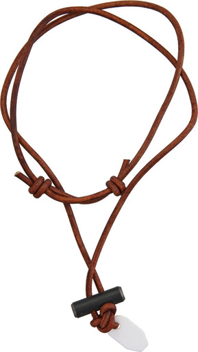 Wazoo Survival Gear Bushcraft Firestarter Leather Necklace - White Ceramic Scrapper