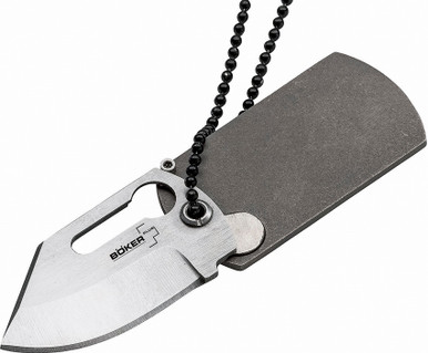 Boker Plus KTK Kubasek Dog Tag Knife - 1.75" Satin 440C Blade, Titanium Handle