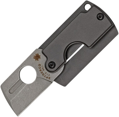 Spyderco Serge Panchenko Dog Tag Folder 4th Gen - 1.19" CTS-BD1 Saber Ground Blade, Gray Aluminum Handles