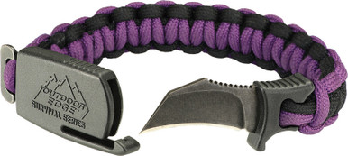 Outdoor Edge ParaClaw Purple - 550 Para-cord Survival Bracelet with Hidden Knife