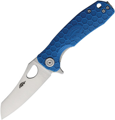 Honey Badger Knives Warncleaver Linerlock Folding Knife - 2.81" D2 Warncleaver Blade, Blue GRN Handle