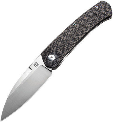 Artisan Cutlery Centauri Front Flipper Knife - 3.46" Satin S35VN Drop Point Blade, Carbon Fiber and Titanium Handles