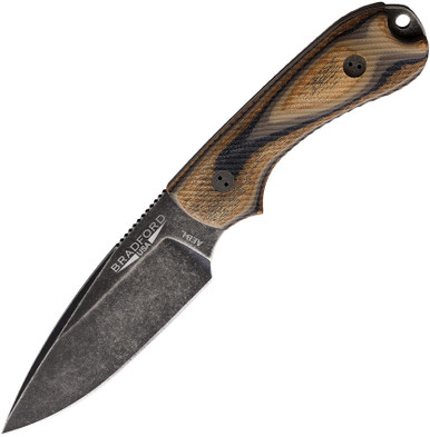 Bradford Knives Guardian 3 Fixed Blade Knife - 3.5" AEB-L Nimbus Finish Blade, 3D G-Wood Handles, Leather Sheath