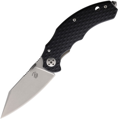 Bastinelli Creations D Vil Mini Dragotac Folding Knife - 2.875" M390 Stonewashed Wharncliffe Blade, 3D Machined Black G10 and Bronze Titanium Handles