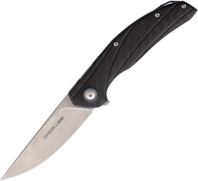 Viper Knives Orso 2 Flipper Knife - 3.43" LO-QPM 20-4 Stonewashed Black Blade, Carbon Fiber and Titanium Handles - V5998FC