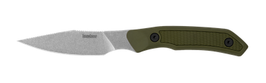 Kershaw 1882 Deschutes Caper Fixed Blade Knife 3.3" D2 Stonewashed Clip Point, Polypropylene with Rubber Overlay, GFN Sheath