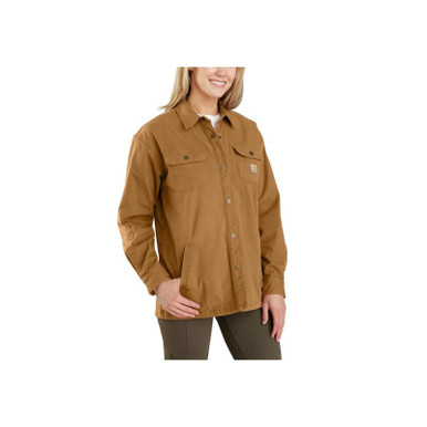 Carhartt Womens Rugged Flex Loose Fit Canvas Fleece-Lined Shirts