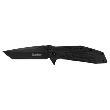 Kershaw 1990 Brawler Assisted Flipper 3.25" Black Plain Tanto Blade, Black GFN Handles