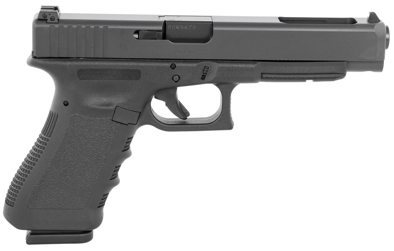 Glock G34 Gen3 Competition Pistol G3417AUT, 9mm Luger, 5.31", Finger Grooved Grips, Black Finish, 17 Rds