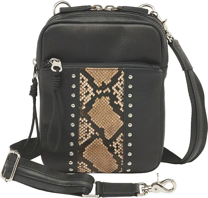 Gun Tote'n Mamas Crossbody Hipster (GTM-06SNAKE) Fits Small Pistols & Revolvers, Snake Embossed Pattern