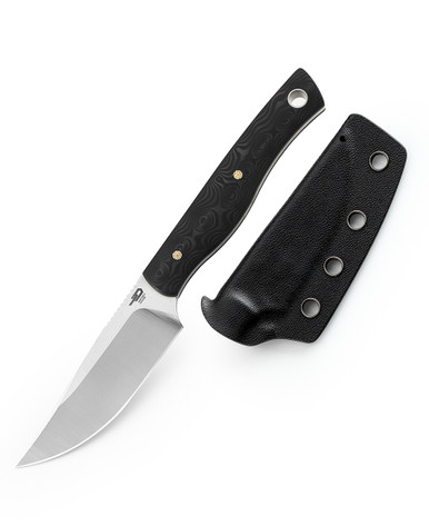 Bestech Knives Heidi Blacksmith #1 Fixed Blade Knife - 3.15" D2 Satin Blade, Carbon Fiber Handles, Kydex Sheath - BFK01D
