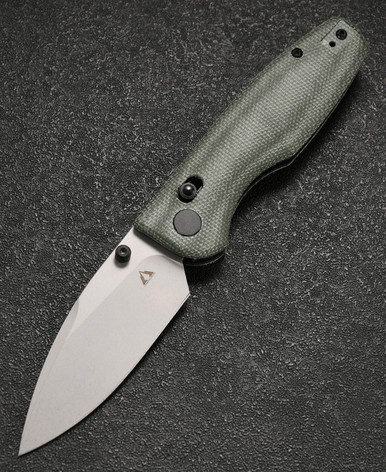 CMB Predator Axis Lock Folding Knife - 3.42" D2 Satin Blade, Green Micarta Handle