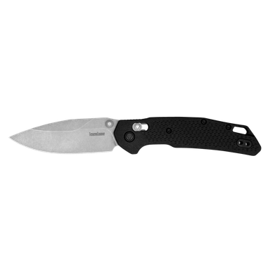 Kershaw 2037 Heist DuraLock Folding Knife - 3.2" D2 Stonewashed Clip Point Blade, Black Glass-Reinforced Nylon Handles, Reversible Clip