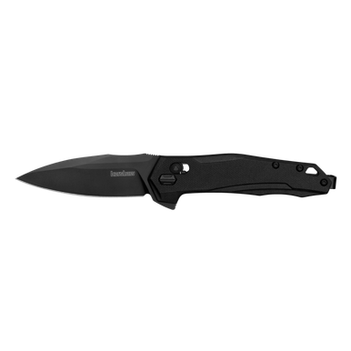 Kershaw 2041 Monitor DuraLock KVT Flipper Knife - 3" D2 Black Oxide Spear Point Blade, Black Glass-Reinforced Nylon Handles, Reversible Bayonet Clip