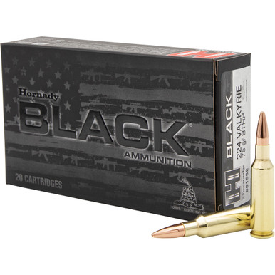 Hornady Black Rifle Ammo 224 Valkyrie 75 gr. BTHP Match Black 20 rd.