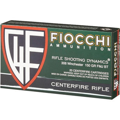 Fiocchi Shooting Dynamics Rifle Ammo 308 Win 150 gr. FMJ BT 20 rd.