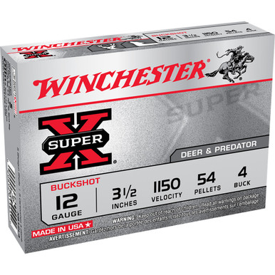 Winchester Super-X Load 12 ga. 3.5 in. 54 Pellets 4 Buck Shot 5 rd.