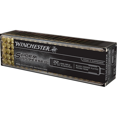 Winchester Super Suppressed Rimfire Ammo 22 LR. Lead RN Suppressed 100 rd.