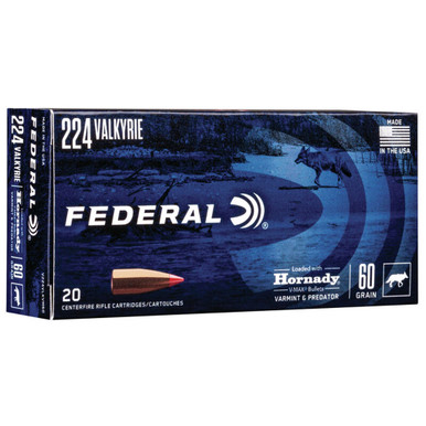 Federal Varmint & Predator Rifle Ammo 224 Valkyrie 60 gr. Hornady VMax 20 rd.