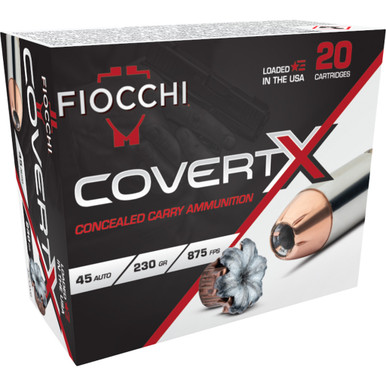 Fiocchi CovertX Pistol Ammo 45 ACP 230 gr. JHP 20 rd.