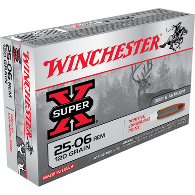 Winchester Super-X Rifle Ammo 25-06 Rem 120 gr. Positive Expanding Tip 20 rd