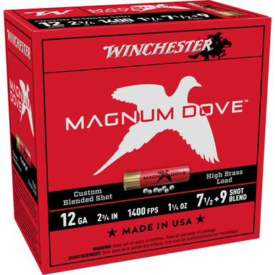 Winchester Magnum Dove Shotgun Ammo 12 ga. 2 3/4 in. 1 1/4 oz. 7 1/2 & 9 Blend25 rd.