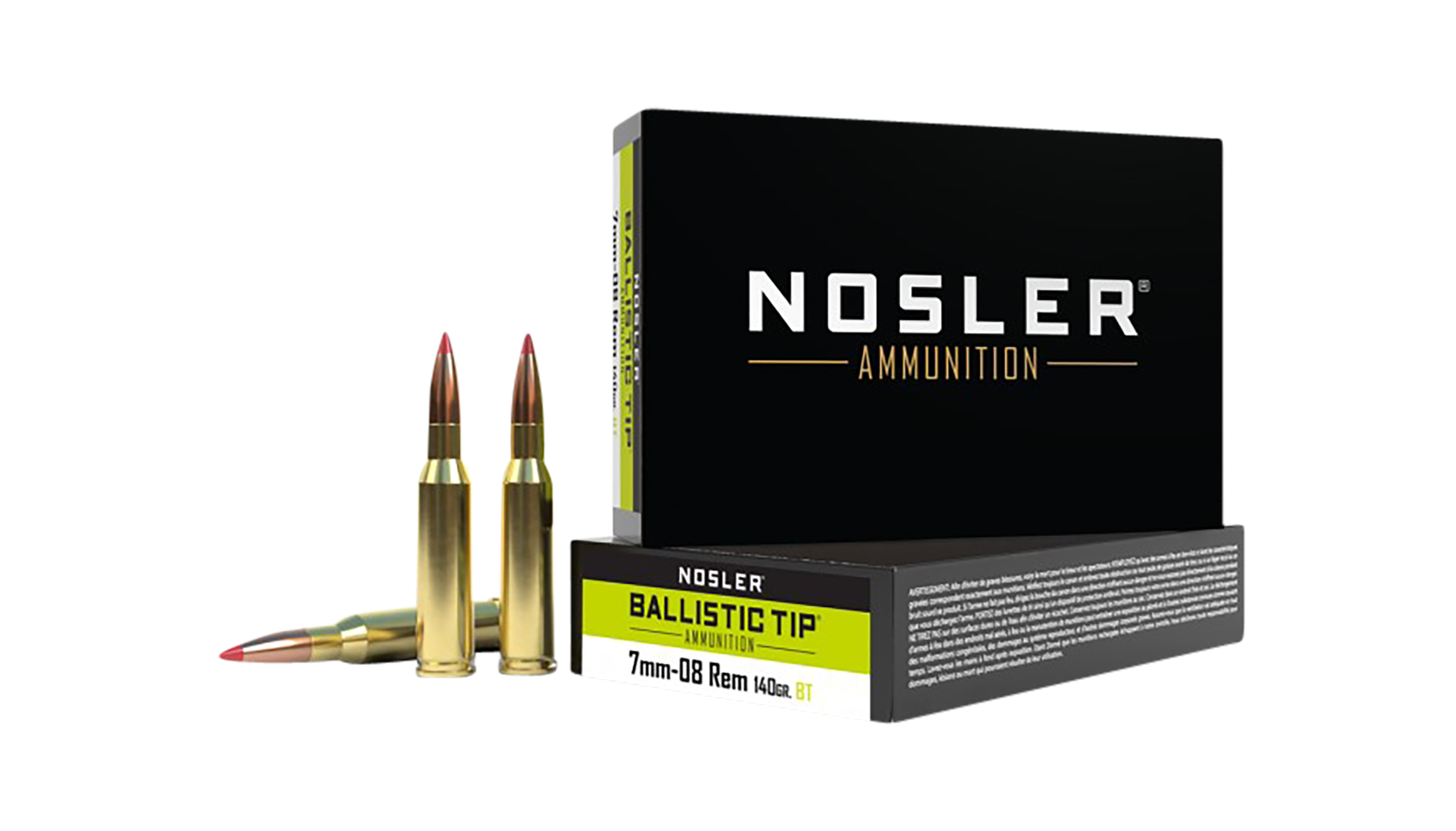 Nosler Ballistic Tip Rifle Ammunition 40059, 7mm-08 Remington, Ballistic Tip, 140 GR, 2825 fps, 20 Rd/Bx