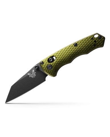 Benchmade 290BK-2 Full Immunity AXIS Folding Knife - 2.49" CPM-M4 Cobalt Black Wharncliffe Blade, Woodland Green Billet Aluminum Handles