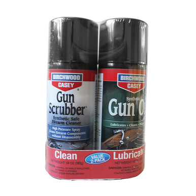 Birchwood Casey Gun Scrubber & Synthetic Gun Oil Aerosol Combo Pack - 10 oz