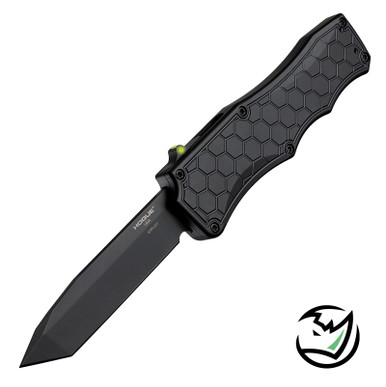 Hogue Knives Exploit OTF Automatic - 3.5" CPM S30V Tanto Blade, Black PVD Finish, Matte Black Aluminum Frame, Tritium Infused Trigger
