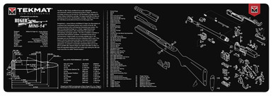 TekMat Mini-14 Rifle Cleaning Mat - 12"x36", Black, Includes Small Microfiber TekTowel, Packed In Tube
