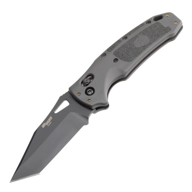 SIG Sauer by Hogue K320 Tactical ABLE Lock Folding Knife - 3.5" S30V Black Cerakote Tanto Plain Blade, Gray Polymer Handles - 36362