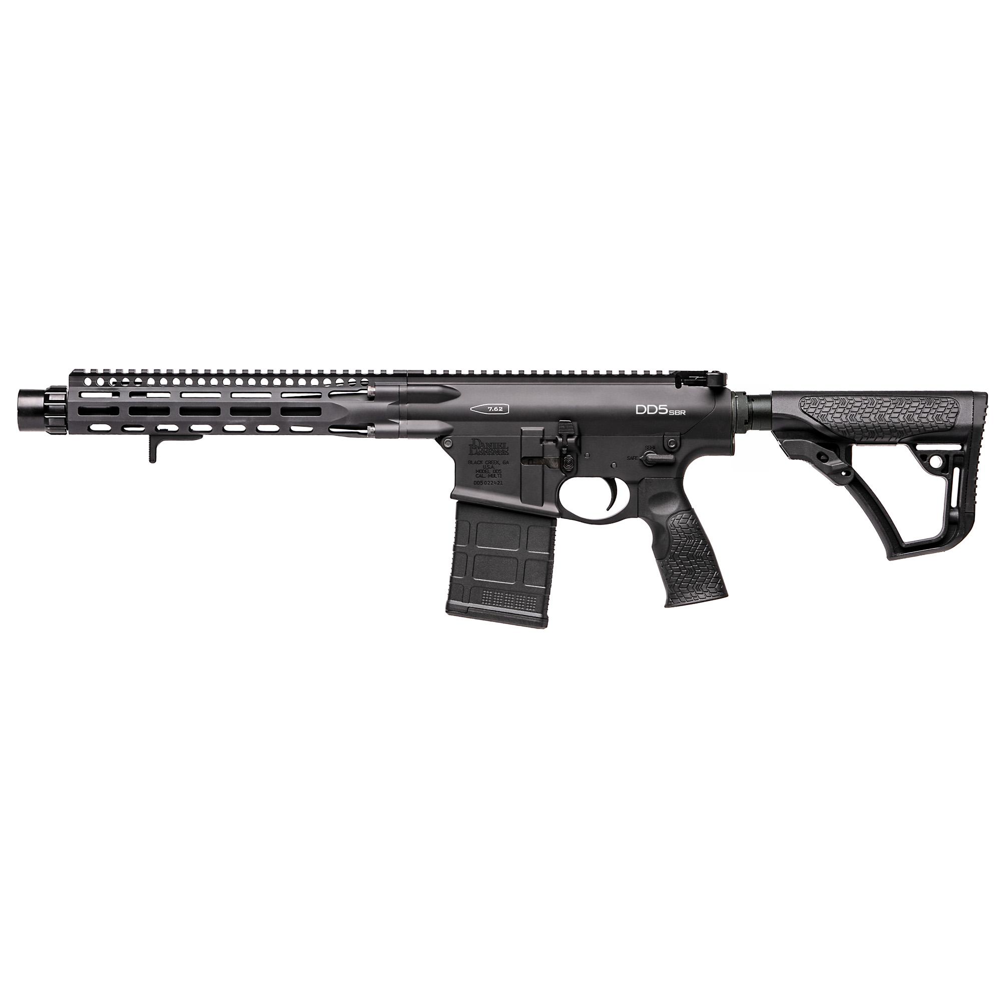 Daniel Defense DD5 V3 SBR 02-088-06071-047, 7.62x51 NATO/308 Win, 12.5", 6-Position Stock, Black Finish, Linear Compensator, 20 Rds
