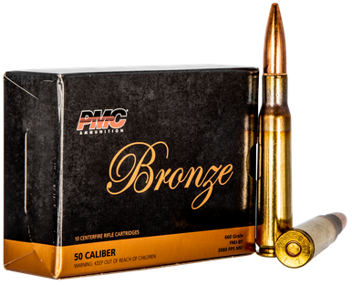 PMCBronze .50 BMG 660 gr Full Metal Jacket Boat Tail (FMJBT) - 10 Per Box