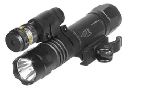 UTG Accushot, Flashlight, Fits Picatinny, LED Weapon Flashlight with Adjustable Red Laser, 400 Lumen, with Quick Detach Mount, Black