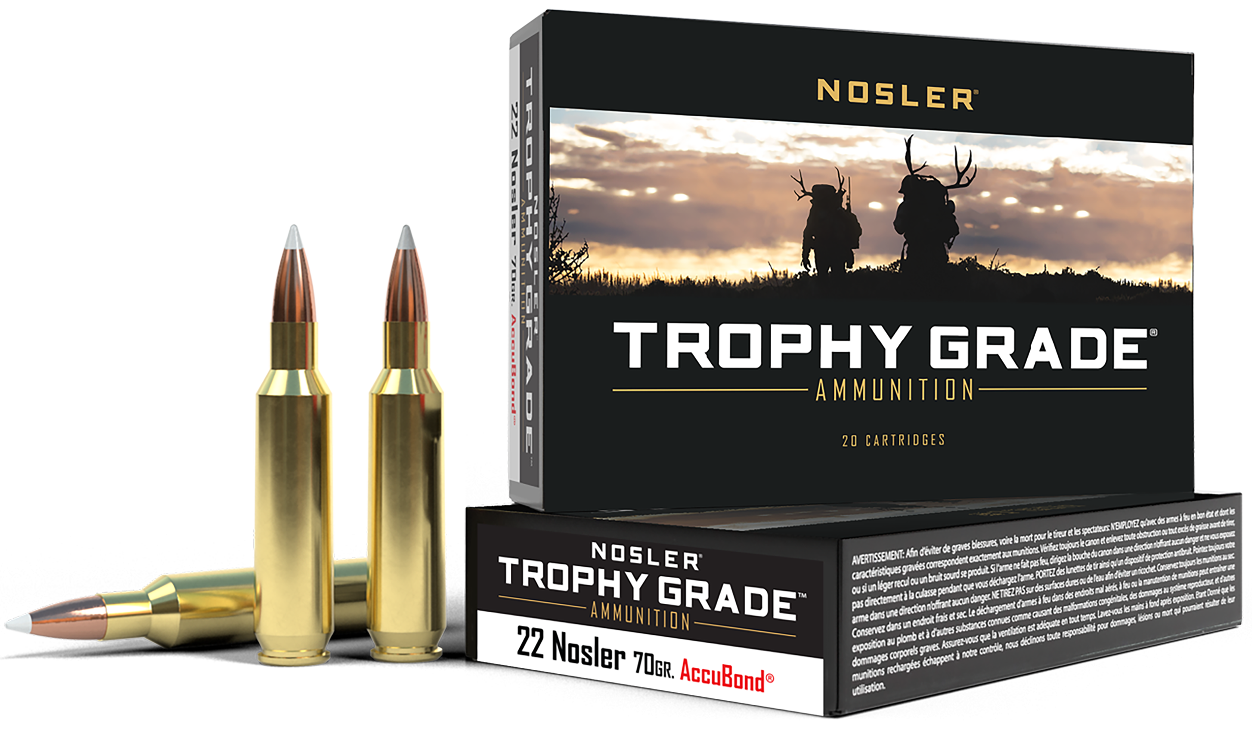 Nosler Trophy Grade 22 Nosler 70gr AccuBond 20-Rd/Box - Box or Case