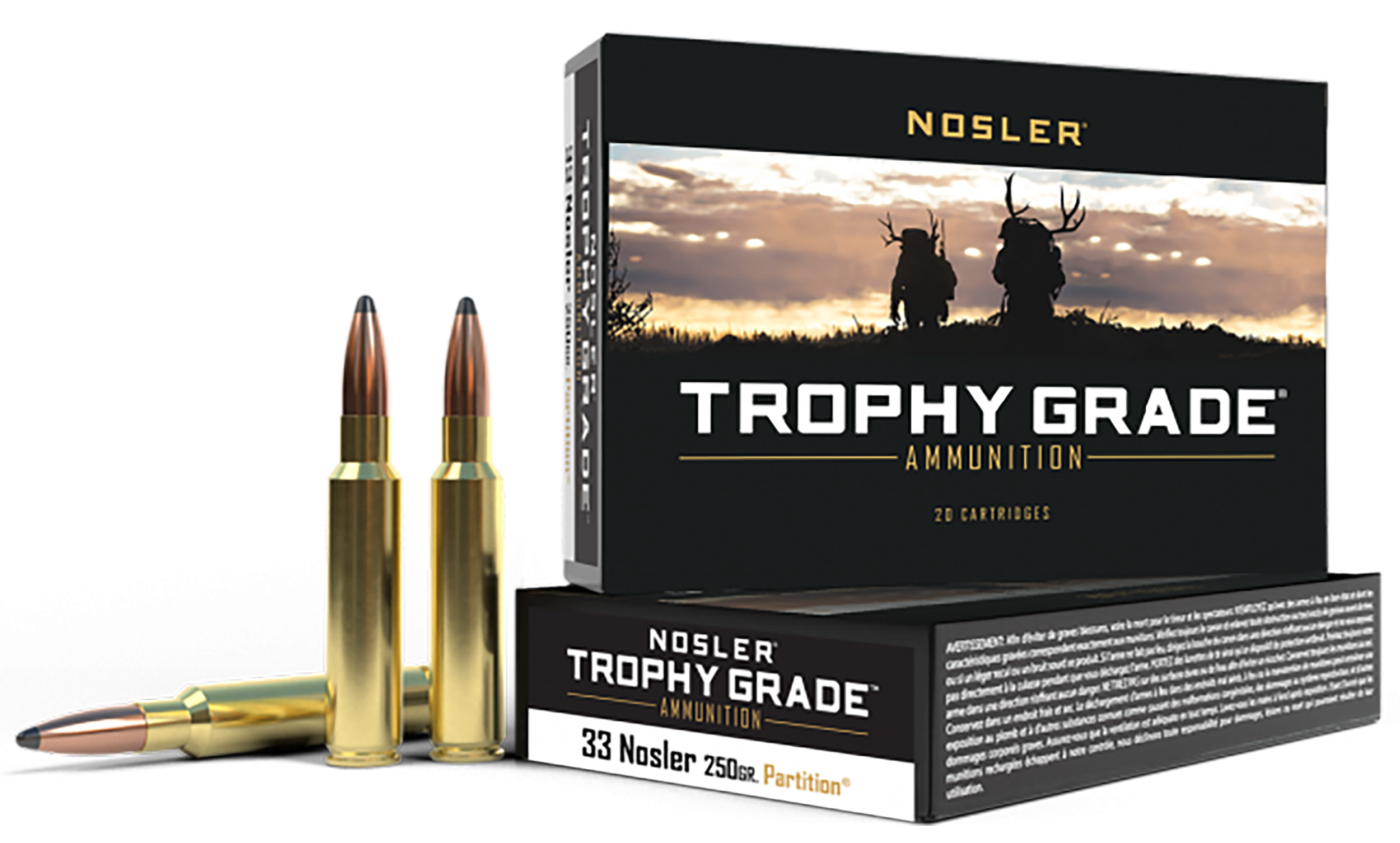 Nosler Trophy Grade 33 Nosler 250gr Spitzer Partition 20-Rd/Box - Box or Case