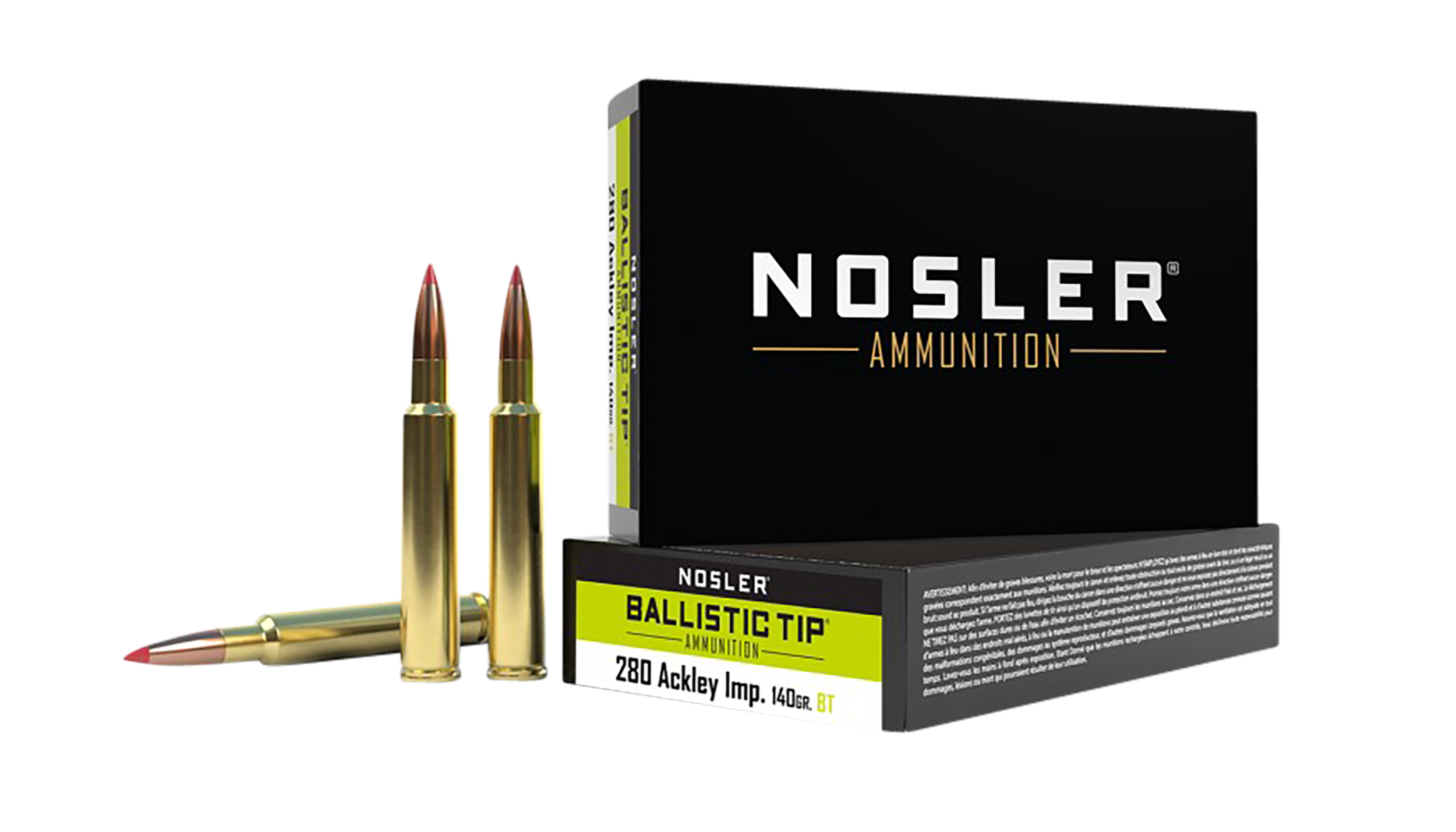 Nosler Ballistic Tip 280 Ackley Improved 140gr BT 20-Rd/Box - Box or Case