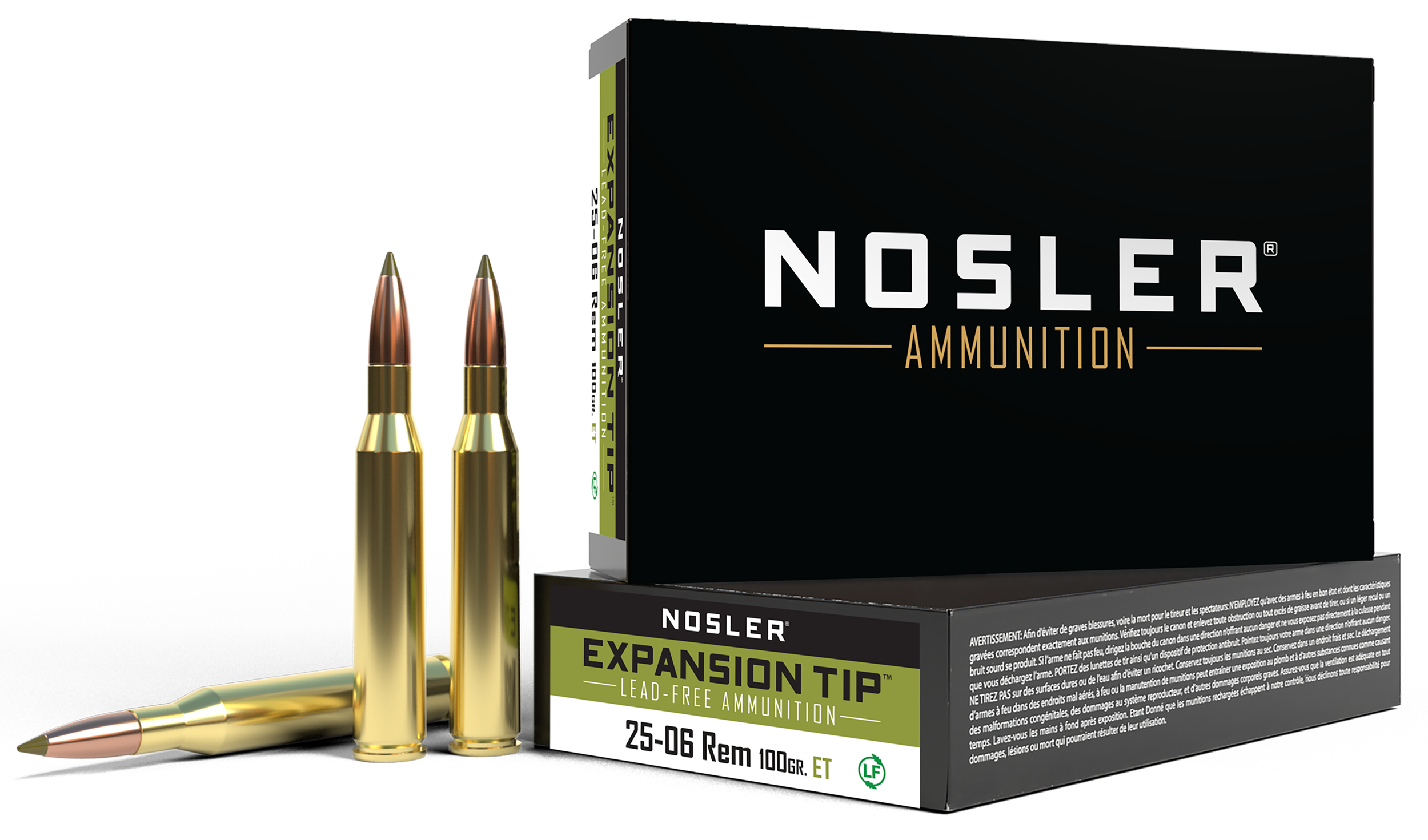 Nosler E-Tip 25-06 Remington 100gr Lead-Free 20-Rd/Box - Box or Case