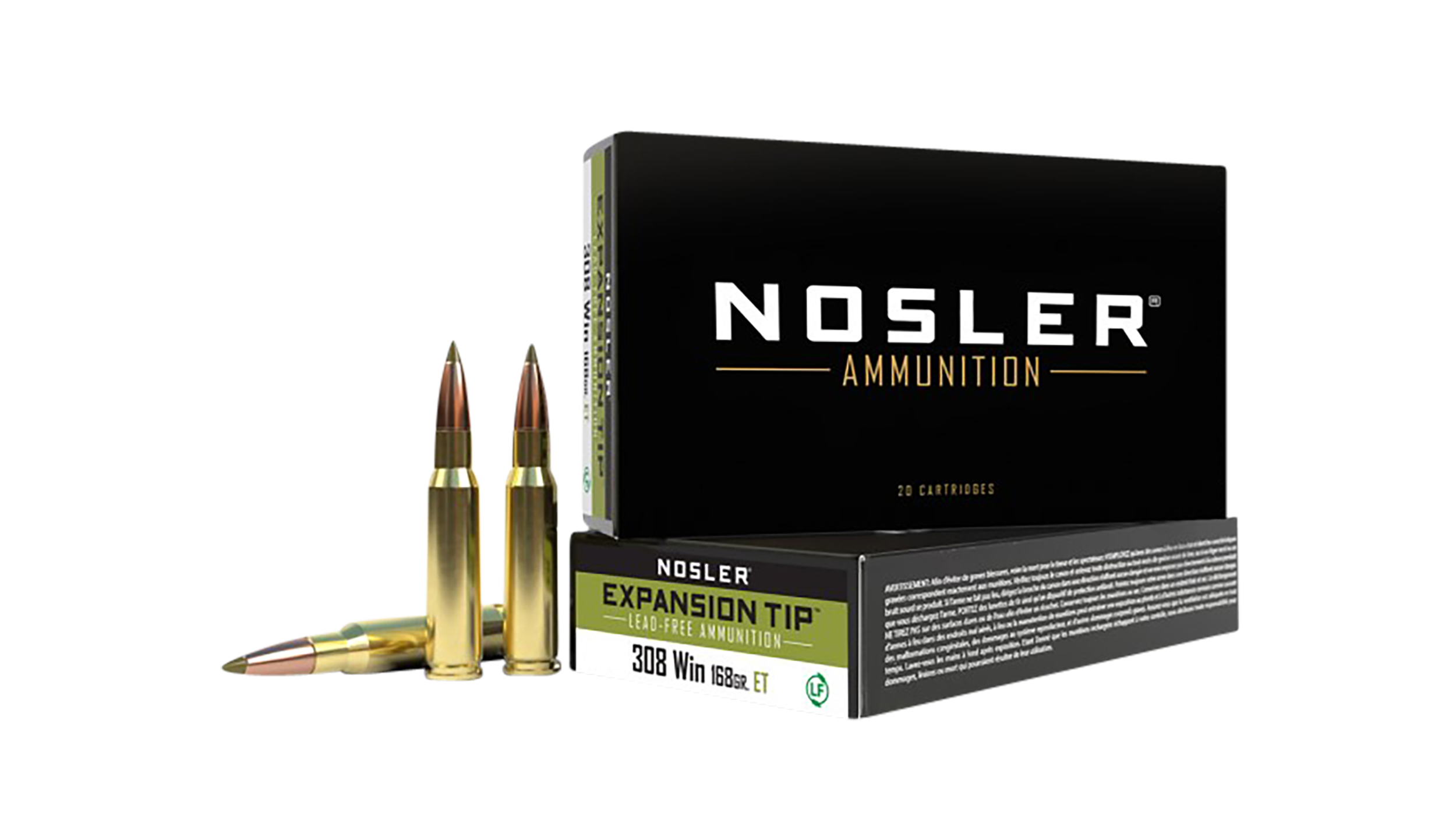 Nosler E-Tip 308 Win 168gr Lead-Free 20-Rd/Box - Box or Case