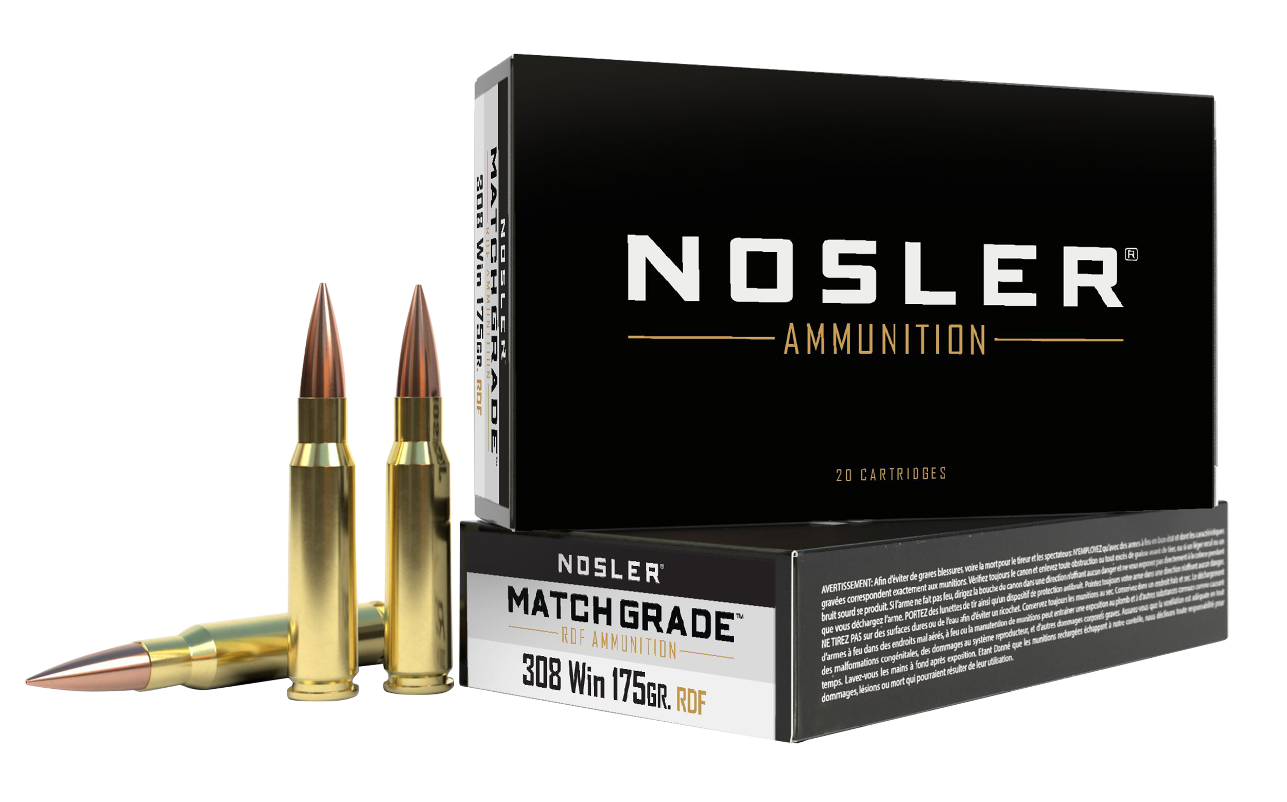 Nosler Match Grade RDF 308 Win 175gr HPBT 20-Rd/Box - Box or Case