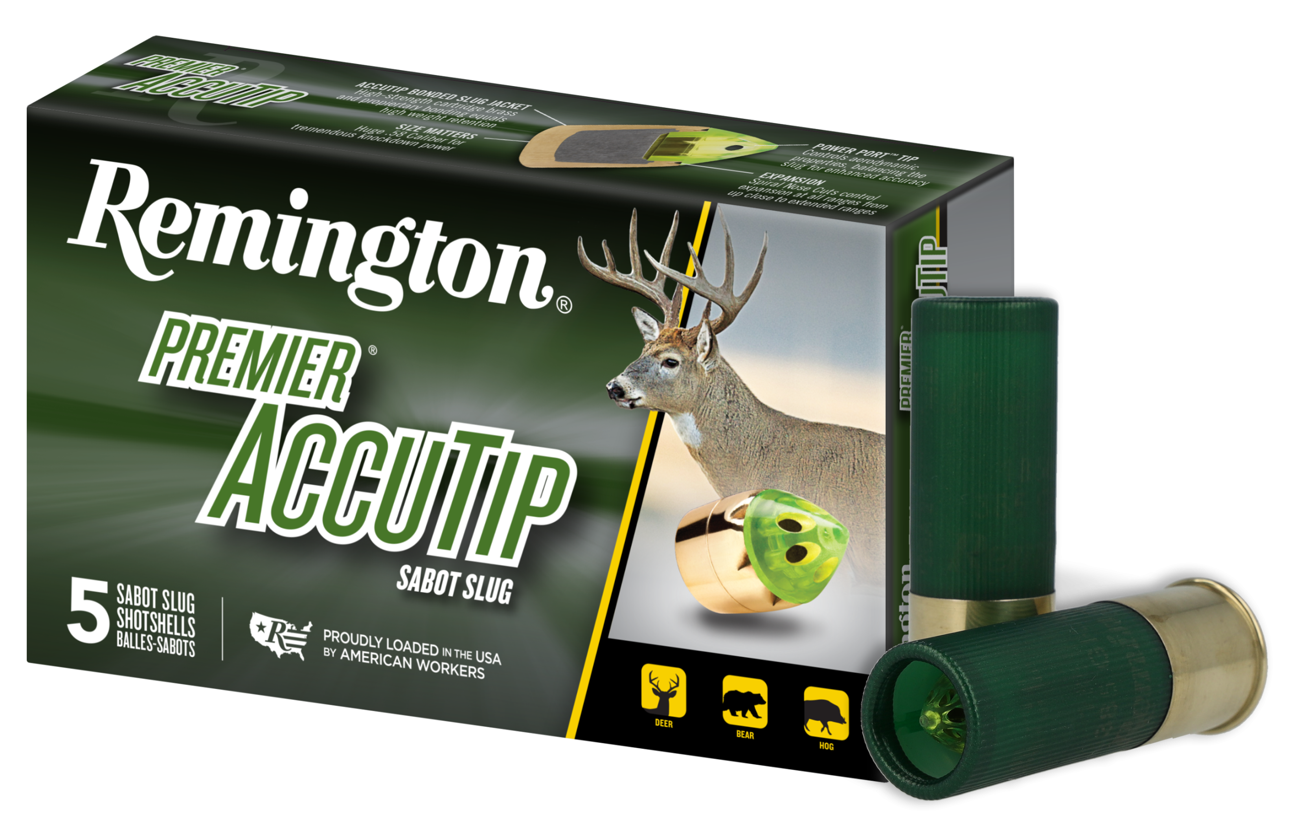 Remington Ammunition Premier AccuTip 12 Gauge 2.75" 385gr Sabot Slug - Box or Case