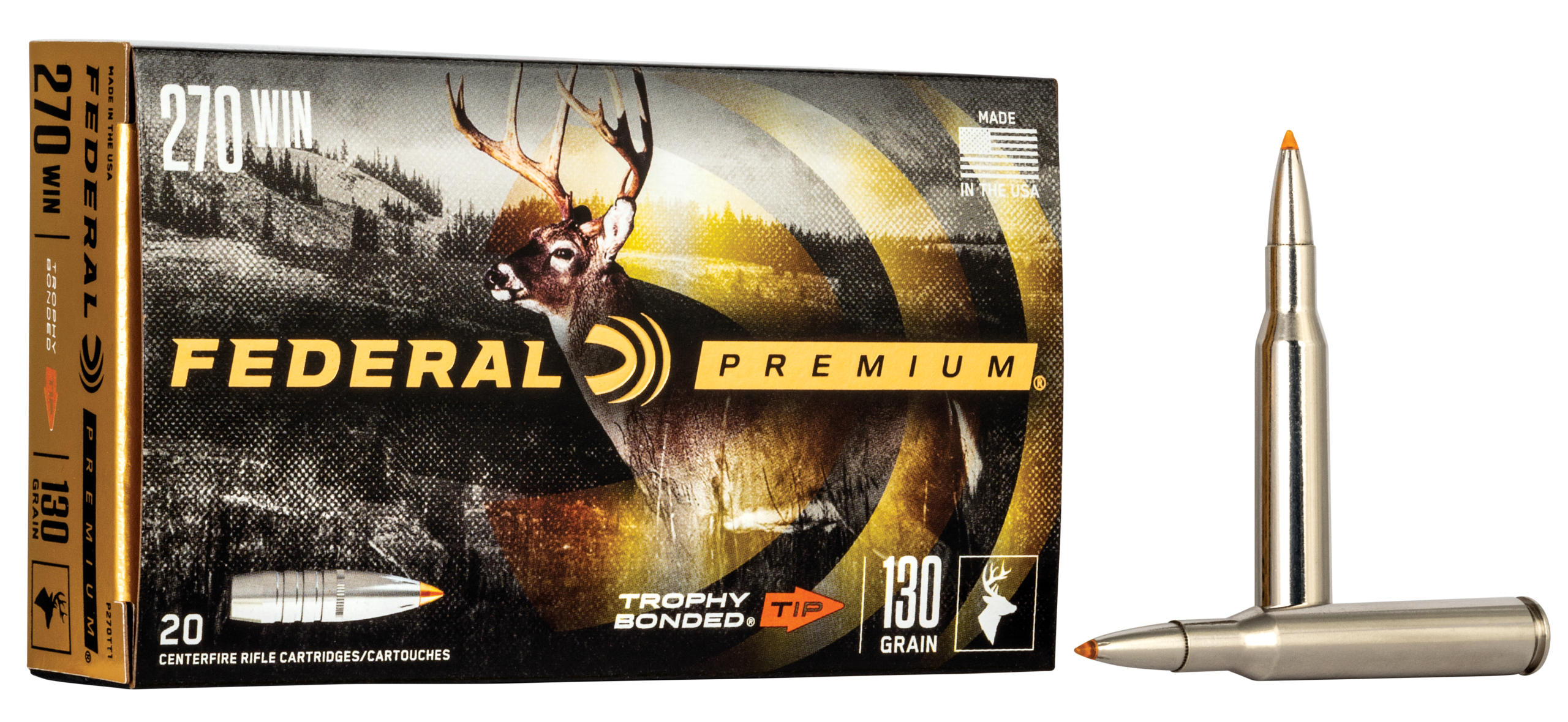 Federal Premium 270 Win 130gr Trophy Bonded Tip 20rd - Box or Case