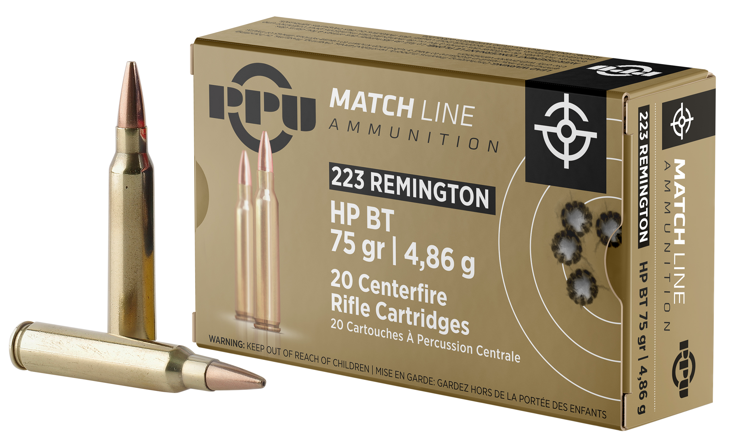 PPU Match 223 Rem 75gr HPBT 20 Bx/50 Cs - Box or Case