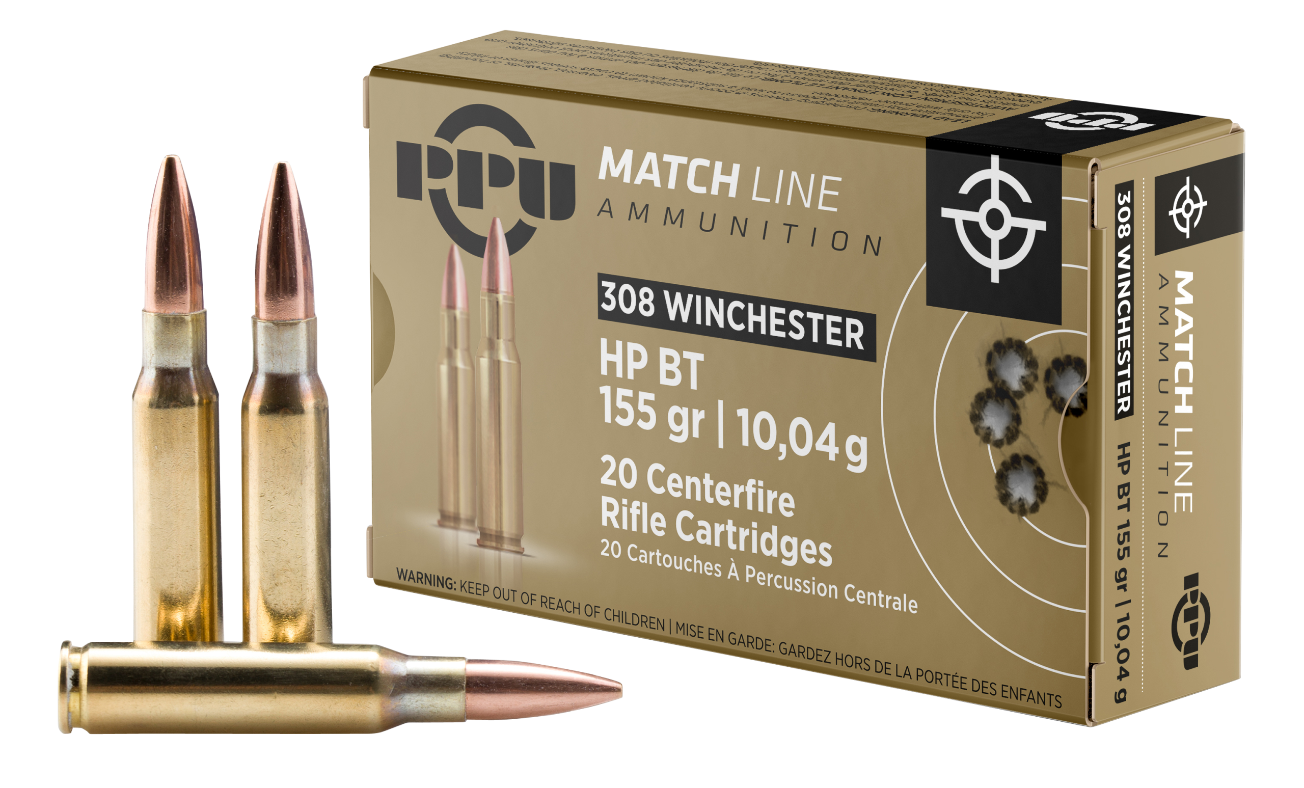 PPU PPM3081 Match 308 Win 155gr HPBT 20 Bx/10 Cs - Box or Case