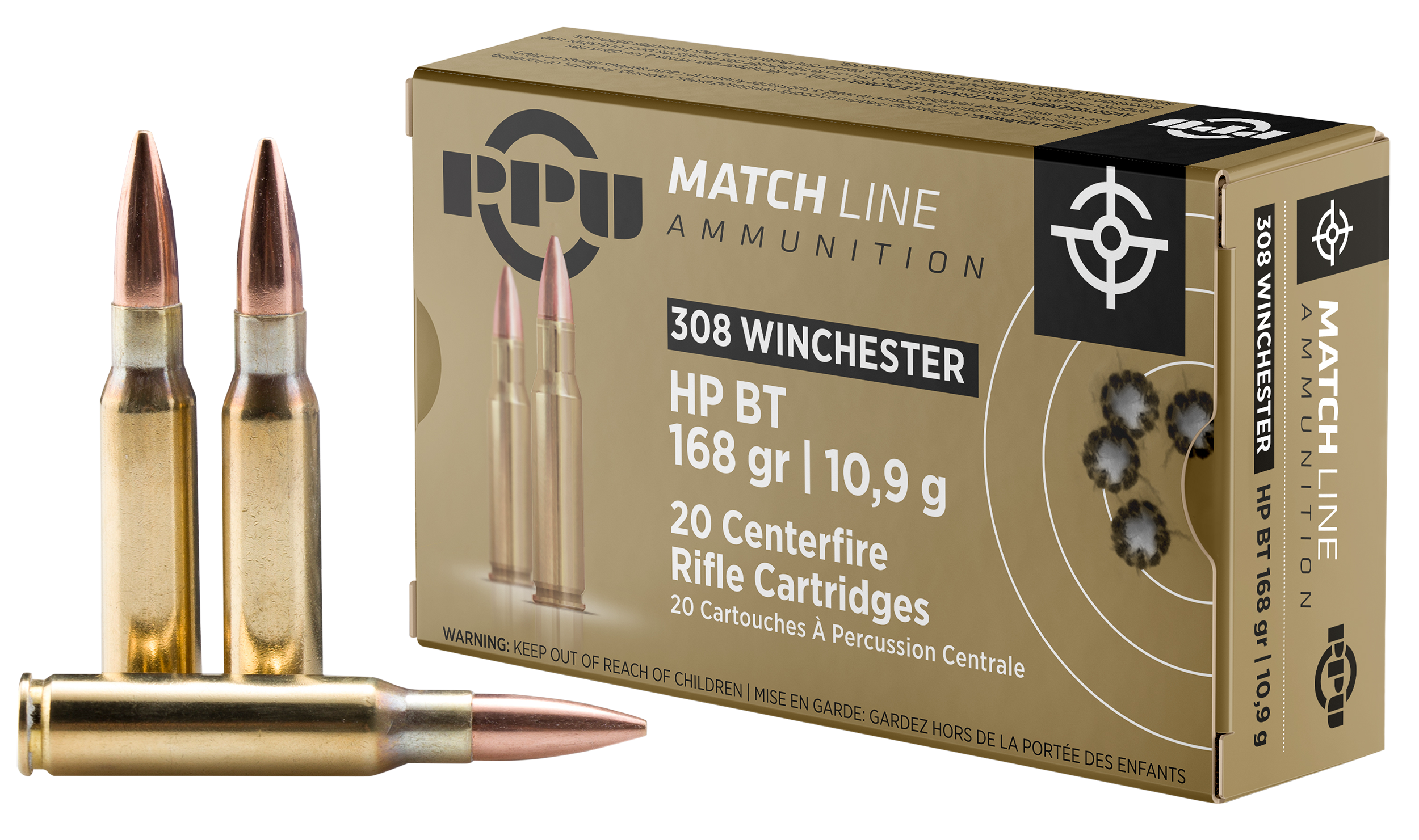 PPU PPM3082 Match 308 Win 168gr HPBT 20 Rd - Box or Case