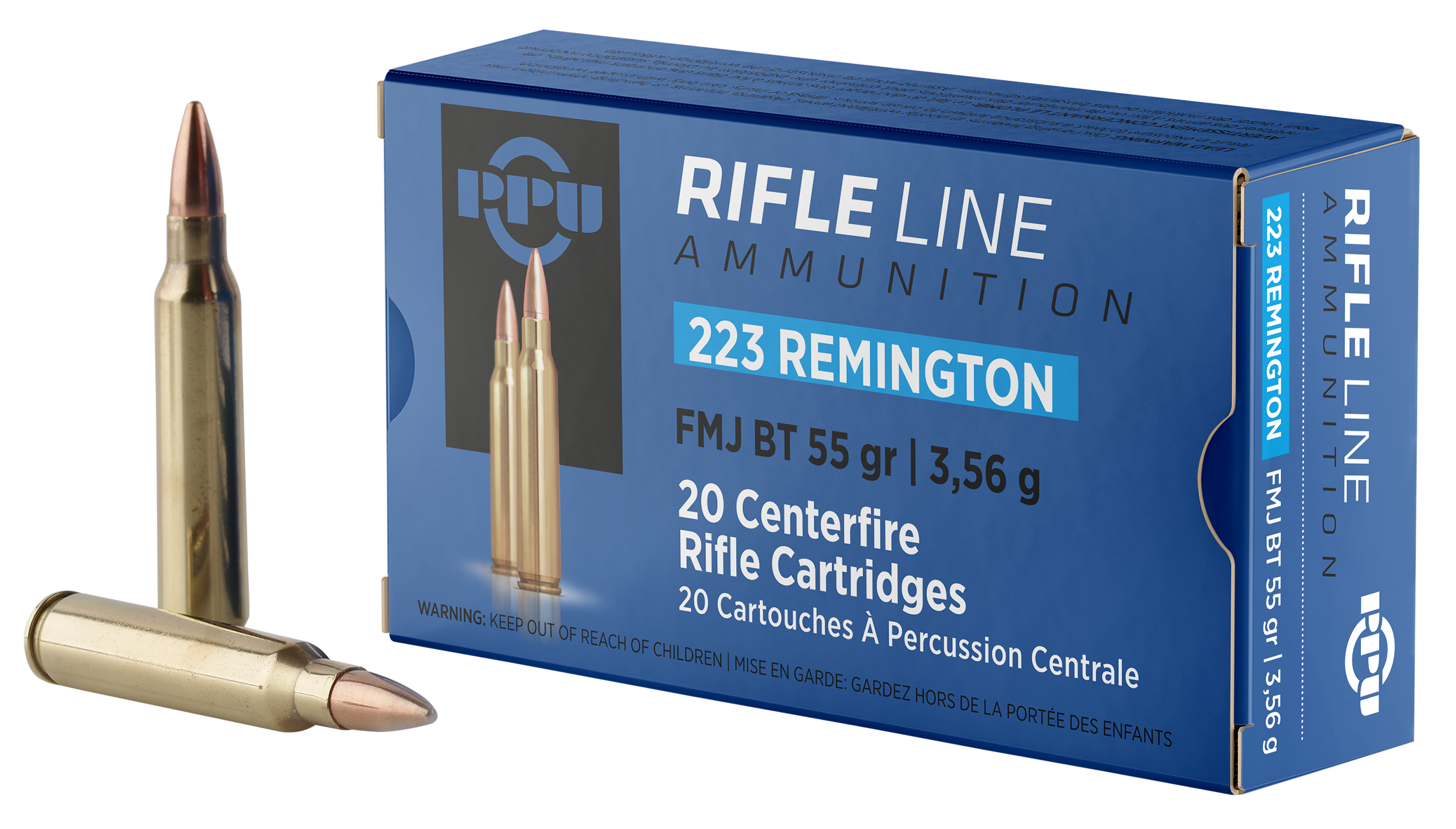 PPU Standard Rifle 223 Rem 55gr Full Metal Jacket Boat Tail - Box or Case