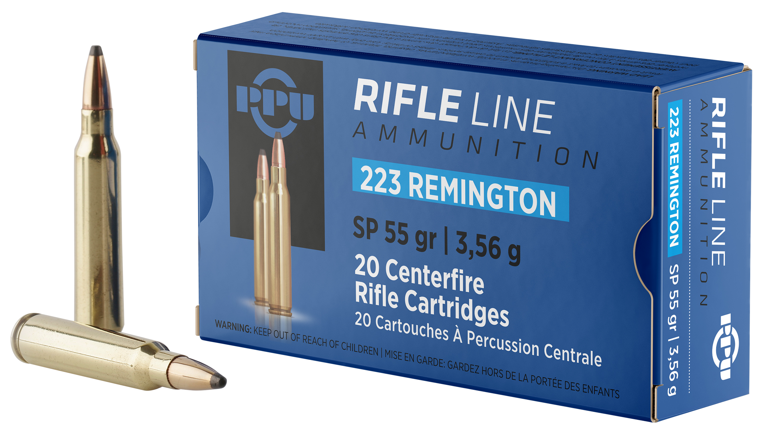 PPU PP223S Standard Rifle 223 Rem 55gr Soft Point - Box or Case