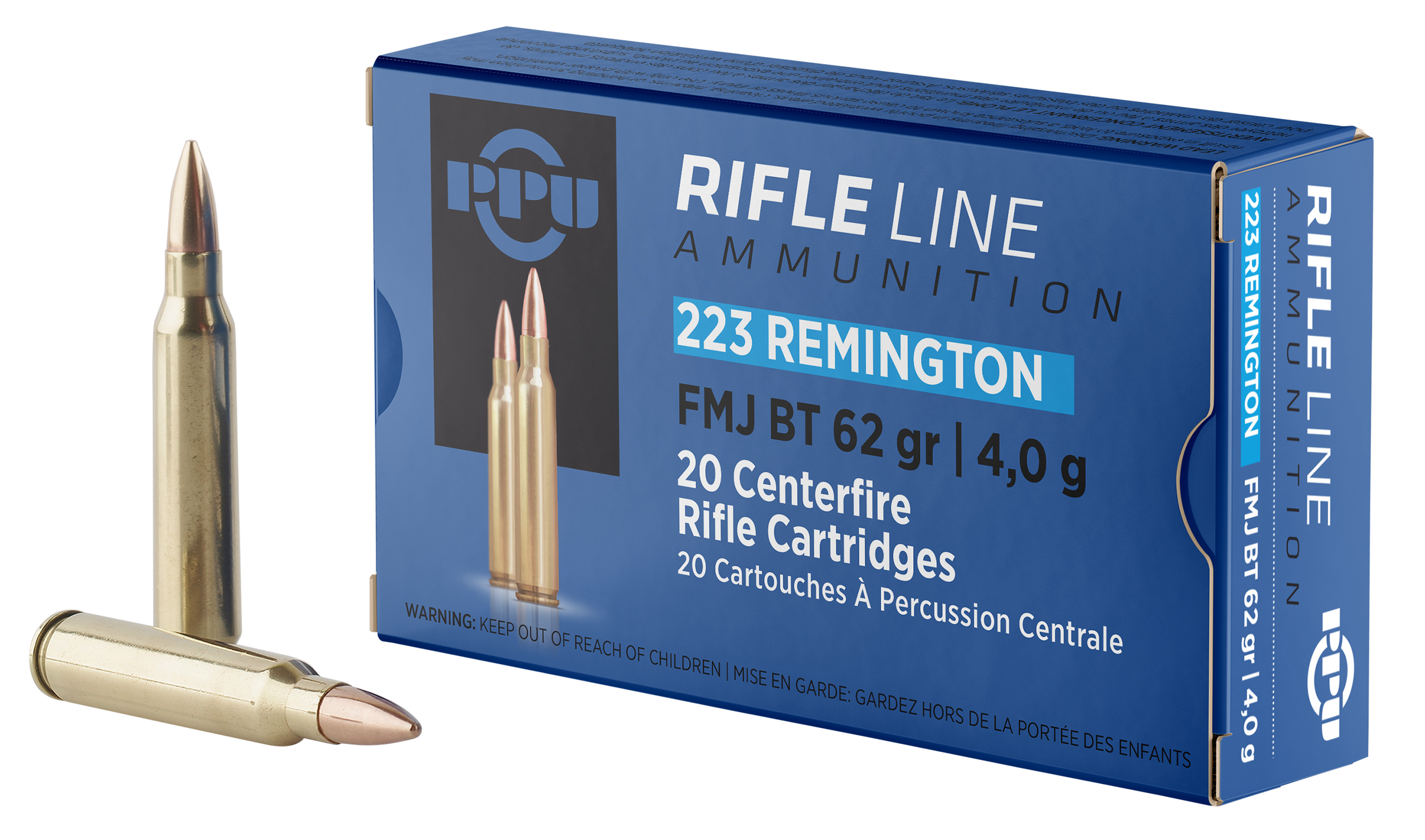 PPU PP223F2 Standard Rifle .223 Rem 62gr FMJBT - Box or Case