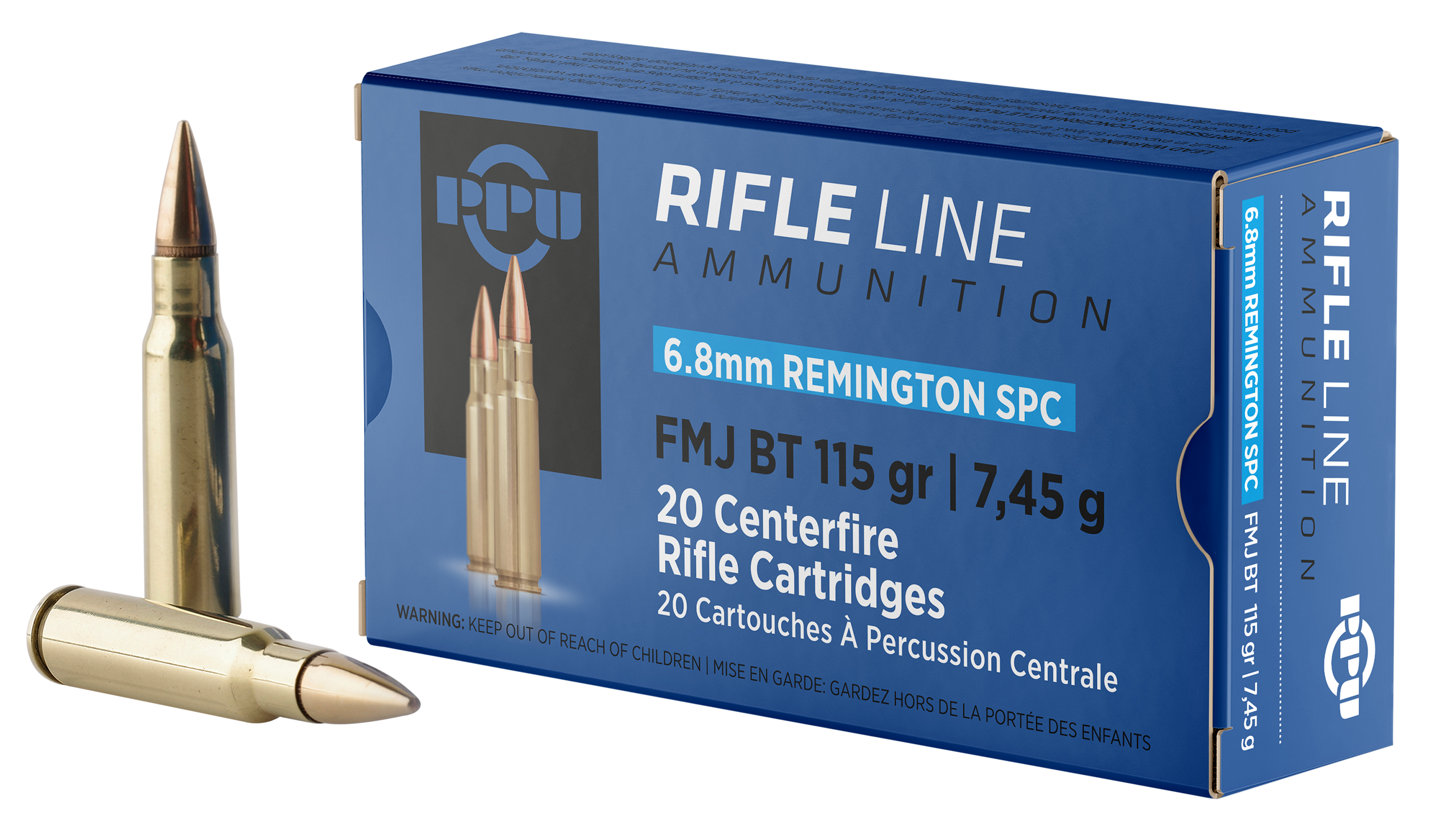 PPU PP68F Standard Rifle 6.8mm Rem SPC 115gr FMJBT 20rd - Box or Case